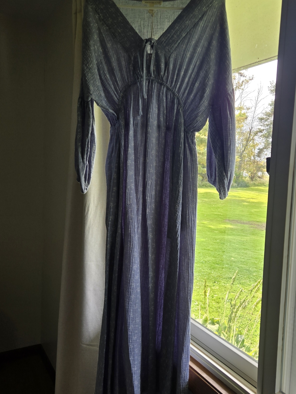Worth Collective 100% Cotton Gauze Midi Dress in Blue - Medium